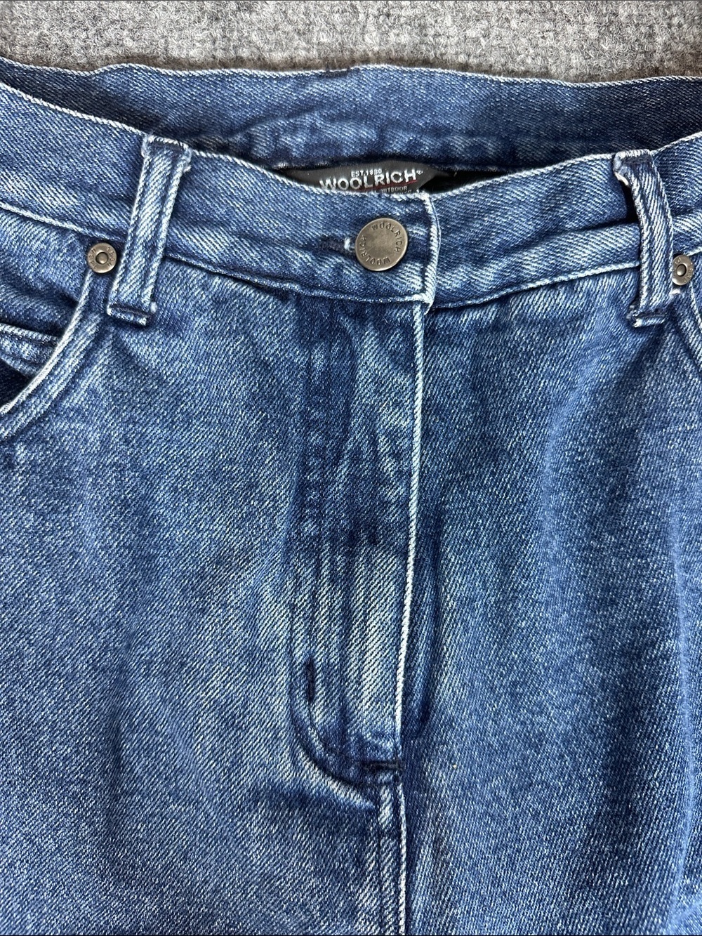 VTG Woolrich Fleece Lined High Rise 1435 Dark Denim Jeans Women’s Size 12 Petite - Picture 2 of 7